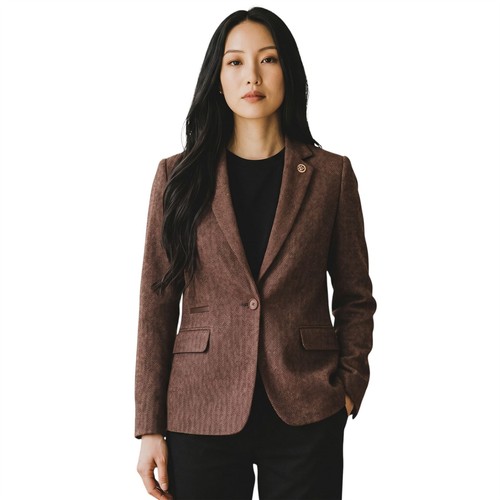 Women rust brown wool tweed - women's,