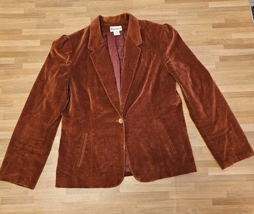 Vtg rust orange velvet blazer - vtg,