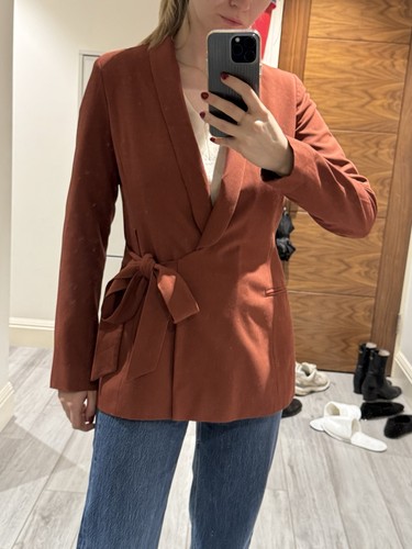 Rust belted blazer - belted,